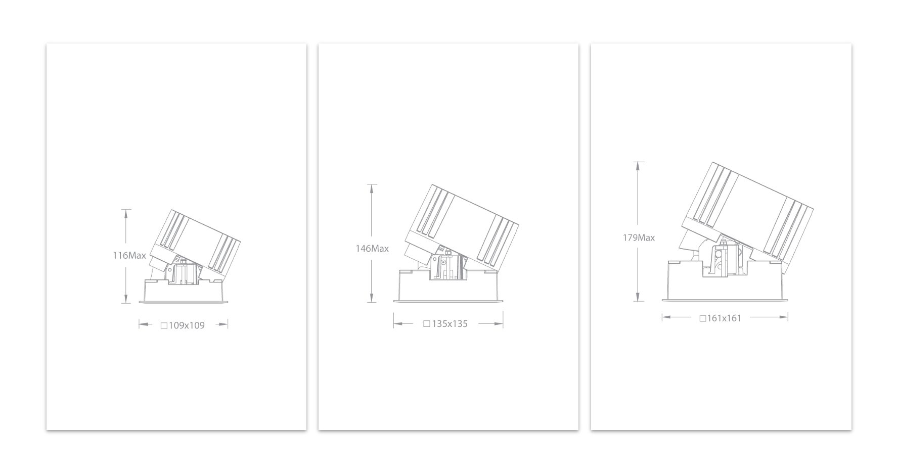 Line drawing of VOLTA square adjustable series