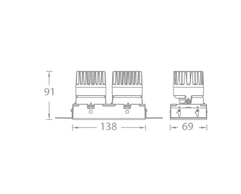 ELANA PRO Square Recessed Narrow Dual