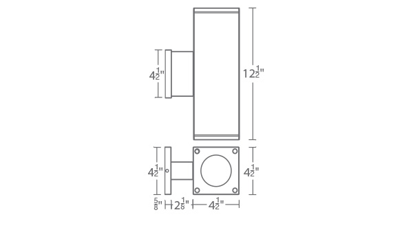 Cube Architectural 5" Color Changing Double Wall Mount