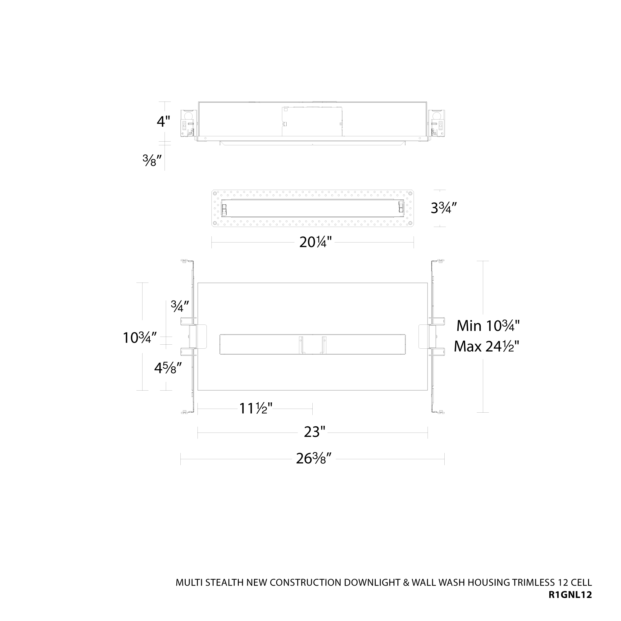 Multi Stealth New Construction Downlight & Wall-Wash Housing Trimless