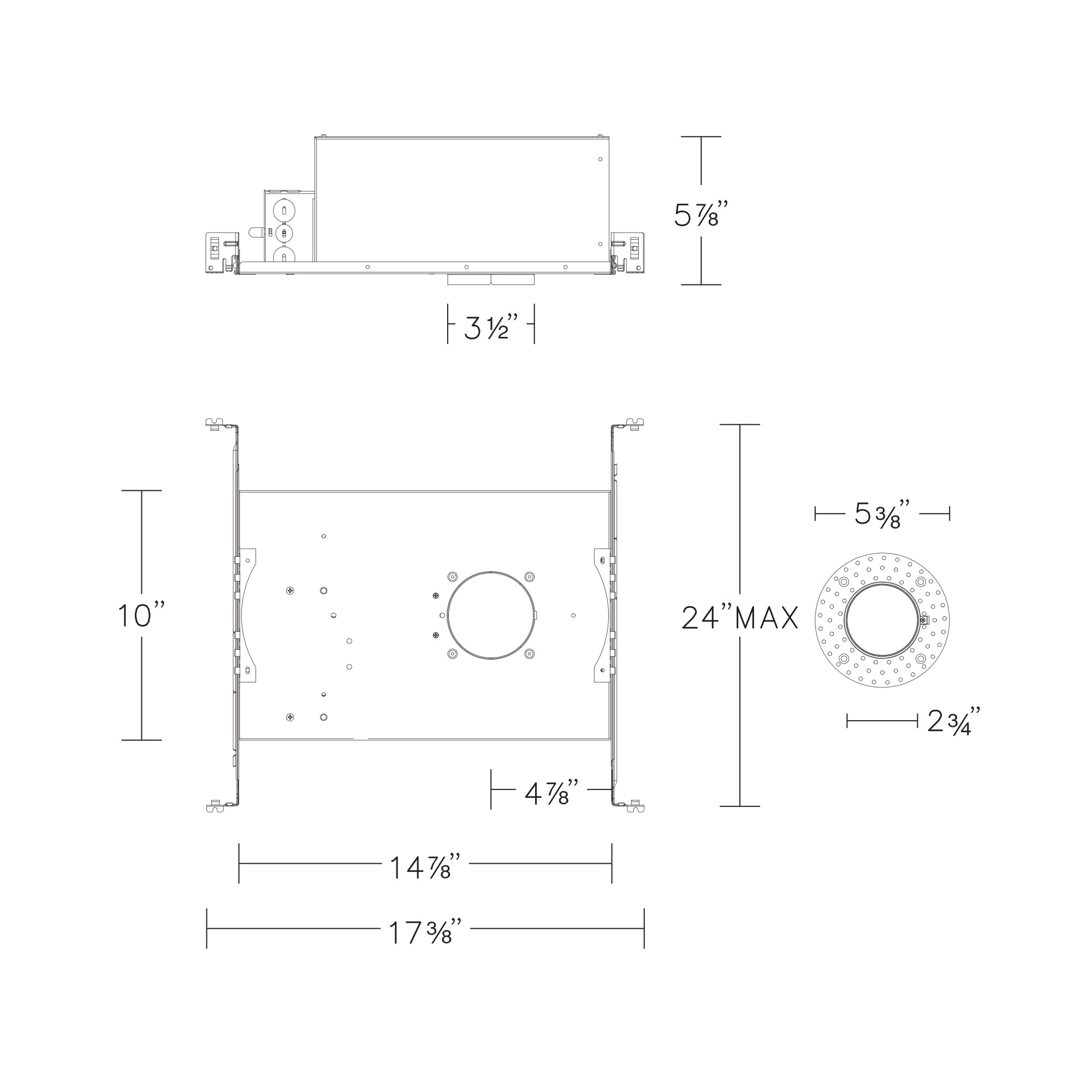 FQ 2″ New Const Housing Trimmed / Trimless, Round / Square