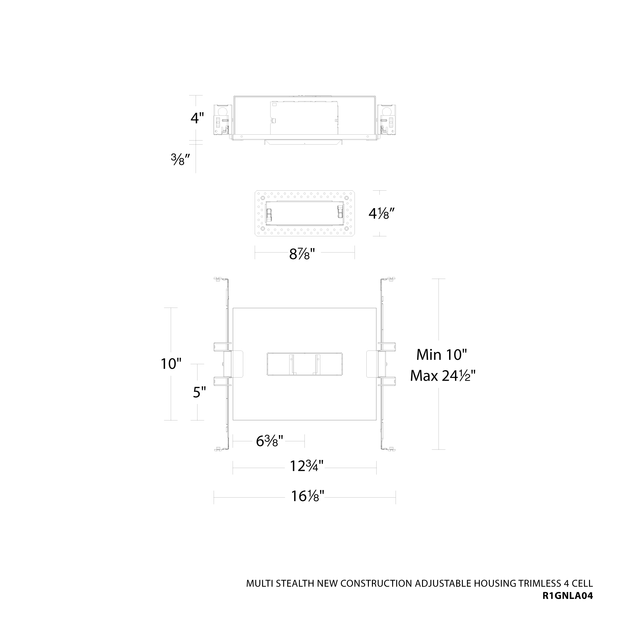 Multi Stealth New Construction Adjustable Housing Trimless