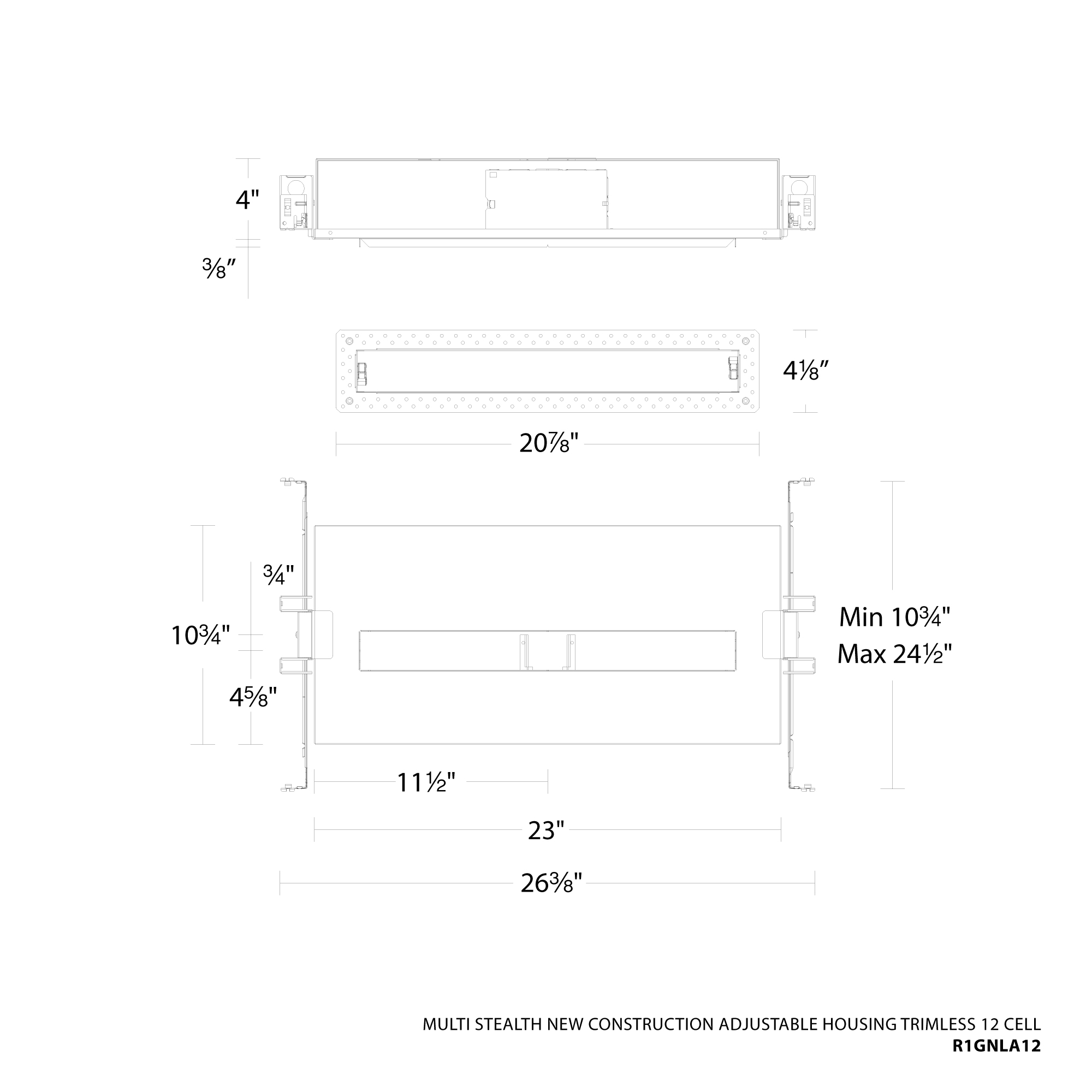 Multi Stealth New Construction Adjustable Housing Trimless