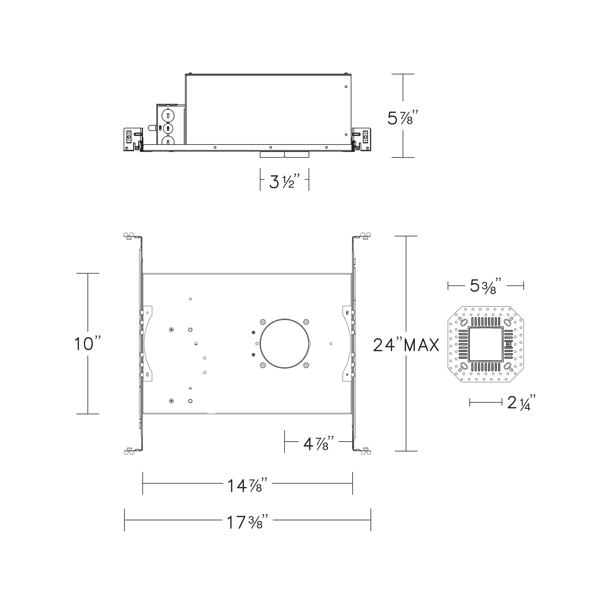 FQ 2″ New Const Housing Trimmed / Trimless, Round / Square