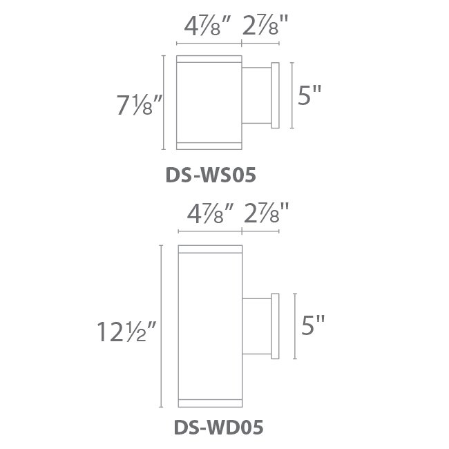 Tube Architectural 5" Color Changing Single Wall Mount