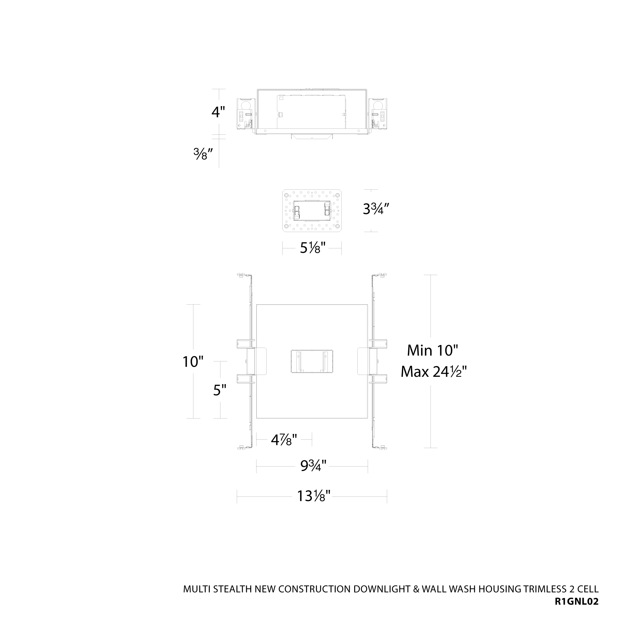Multi Stealth New Construction Downlight & Wall-Wash Housing Trimless