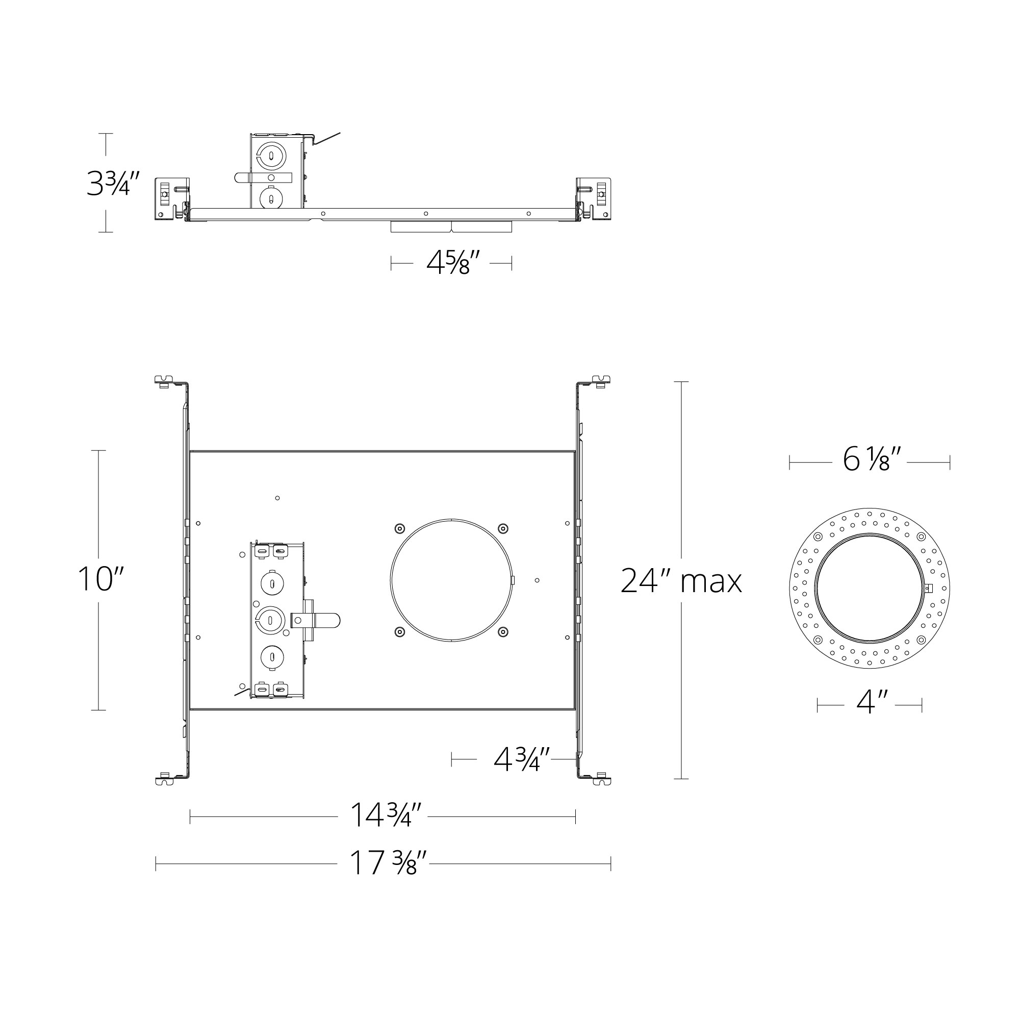 FQ 4″ Frame-In Kit Trimmed / Trimless, Round / Square