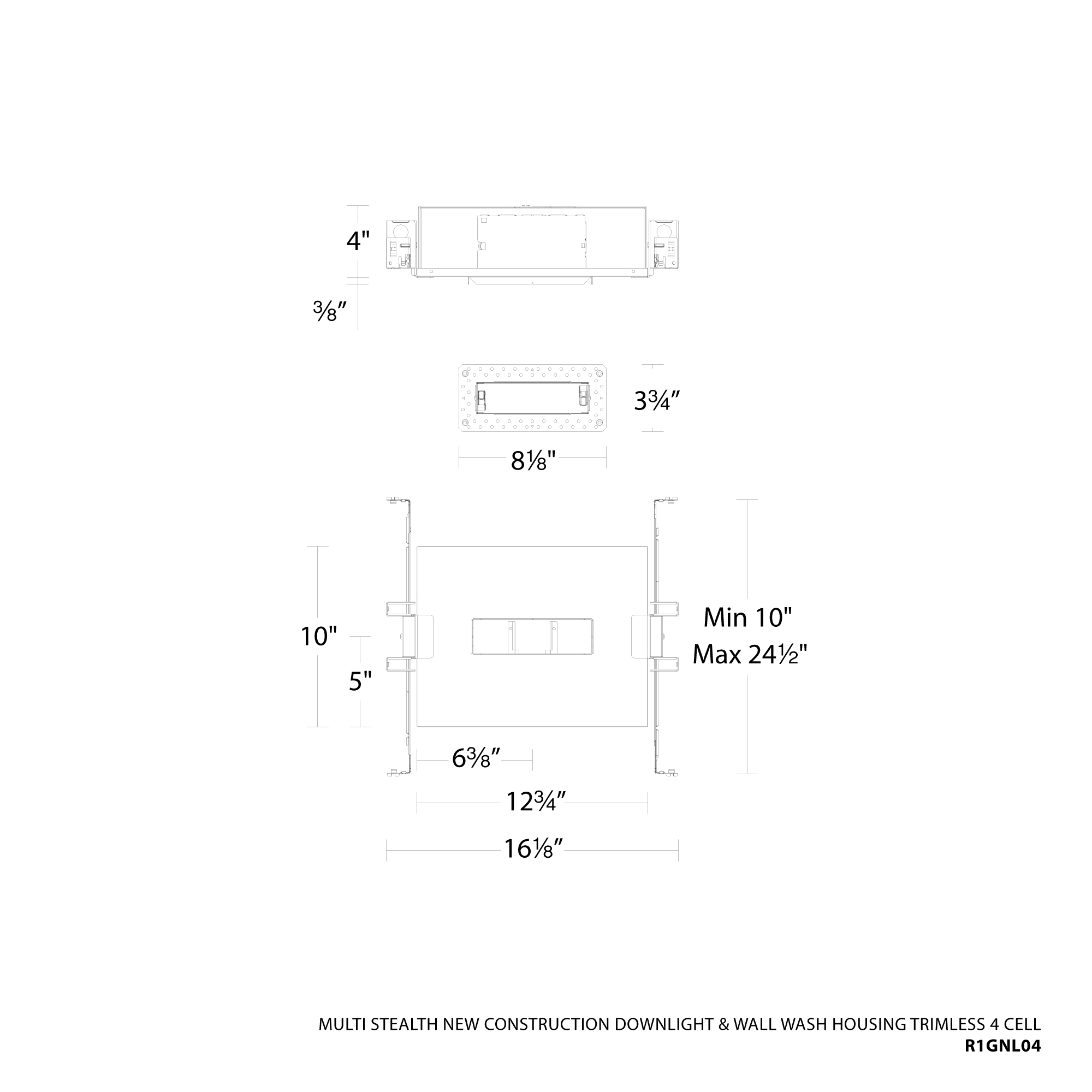 Multi Stealth New Construction Downlight & Wall-Wash Housing Trimless