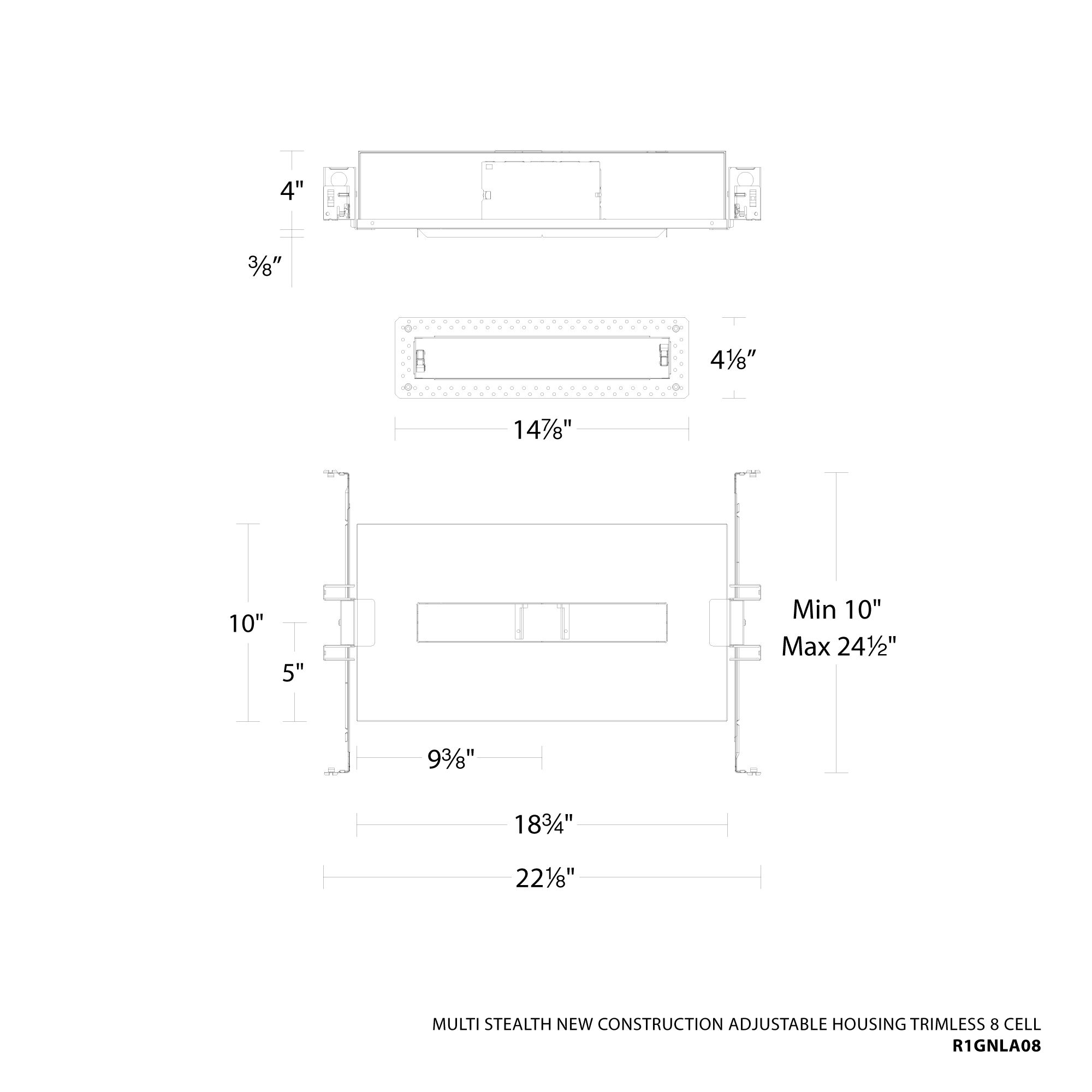 Multi Stealth New Construction Adjustable Housing Trimless